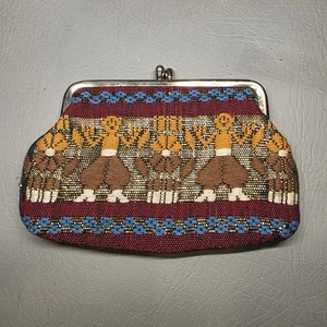 Vintage Czech Style Coin Purse Embroidered Lined KISS Snap Closure - Picture 1 of 6