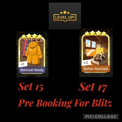💫 Monopoly Go Stickers Golden Blitz 4 ⭐ Raincoat Ready S15 / Rafter Raccoon S17 - Image 1 of 3