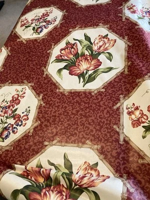 Tela Decoración del Hogar Cortinas Tapicería Telas Duralee “Medallón Floral” 5 Yardas Foto 1 de 3