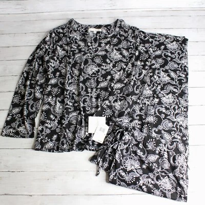 Conjunto de pijama floral negro blanco salón Ellen Tracy para mujer talla grande 1X Foto 1 de 4