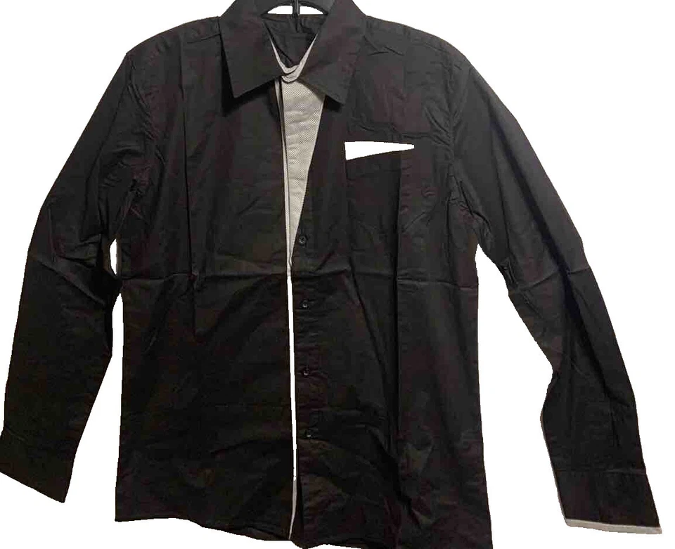 Camisa de vestir Doublju DS41 para hombre, negra, XL Foto 1 de 3