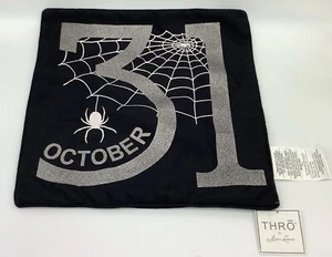 Thro Marlo Lorenz October 31 Pillow Cover Spider & Webb Halloween 18 X 18 - Picture 1 of 7