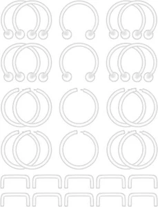 30pcs 14G Septum Retainer Plastic Clear Septum Ring Flexible Septum Piercing Jew - Picture 1 of 3