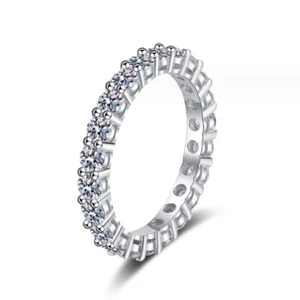 925 Sterling Silver Moissanite Diamond Wedding Engagement Ring Band C15 - Picture 1 of 5