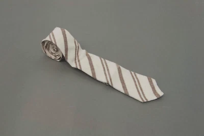 NWT Brunello Cucinelli Men's Silk-Linen Striped Print Necktie  A232 - Image 1 of 4