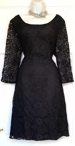 JAEGER BLACK EMBROIDERED FLORAL OCCASION PARTY DRESS SIZE 18 - Picture 1 of 7