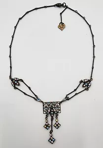 Signiert Top Regal Schmuck Messing Halskette Victorian Revival Strass feminin - Bild 1 von 12