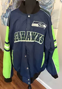 NFL Men's Navy & Green Button Down Jacket Size Adult 3XL Seattle Seahawks - Picture 1 of 4