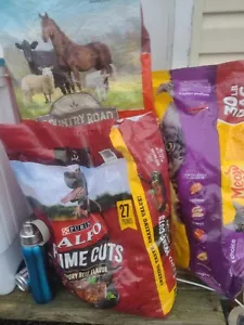 5 sacchetti vuoti mangime plastica intrecciata sacco totes artigianato bestiame gatto cane - Foto 1 di 2
