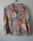 Chico&#39;s Size 1 Women Size 8 Multi Color Coral Print Lg Sleeve Collared