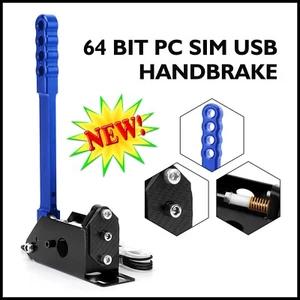 Blue 64 Bit USB Handbrake Clamp PC Sim Racing Games Windows E-brake Gaming Simul - Picture 1 of 8