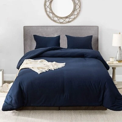 Luxlovery Navy Blue Comforter Set King Size Navy Bedding Comforter Sets Comfy...
