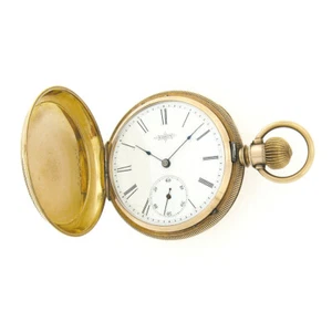 Antique Elgin Pocket Watch 11j 8s Grade 94 Etched Yellow Gold Tone Hunter Case - Picture 1 of 8