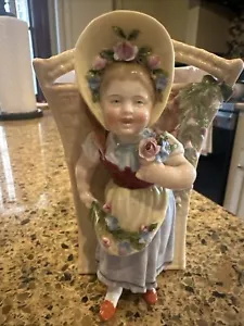 RARE Antique MEISSEN Little Girl German Porcelain VASE Dresden Flowers Germany - Picture 1 of 20