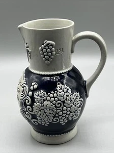 Vintage Marzi & Remy Wine Cobalt Glaze Grapes Jug Pitcher Stein 2956 - Picture 1 of 9