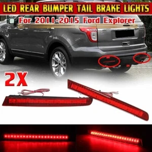2x Red Lens Rear Bumper Reflector LED Stop Brake Light For 2011-15 Ford Explorer - Picture 1 of 21