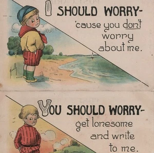 Antiguo lote de postales You I Should Worry de 1913 artista de cómics Frederick Cavally de colección. - Imagen 1 de 6