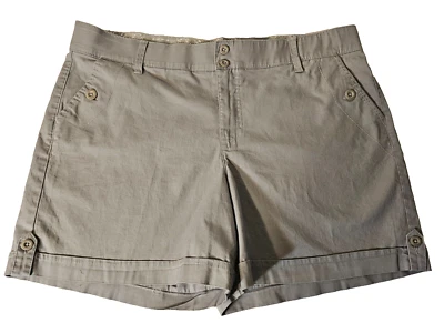 Pantalones Cortos Gloria Vanderbilt Para Mujer Tiro Clásico Gris Sarga Suave Bolsillos Talla 16 Foto 1 de 4