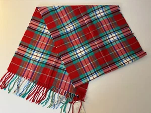 LANDS END red plaid fringed scarf 15 x 64 NEW NWT - Picture 1 of 4