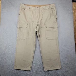 Duluth Trading Pants Mens 48X30 Beige Canvas Cargo Straight Leg Workwear - Picture 1 of 10