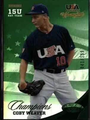 2013 Panini USA Baseball Champions #187 Coby Weaver Mirror Green /199 USA Team - Image 1 of 2