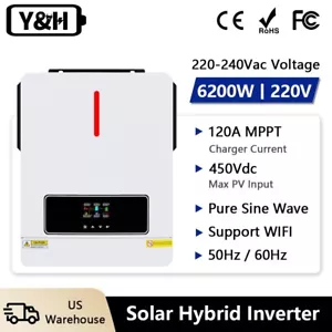 6200W 48V Solar Hybrid Inverter Two Load Output 120A Solar MPPT Charger WiFi - Picture 1 of 11