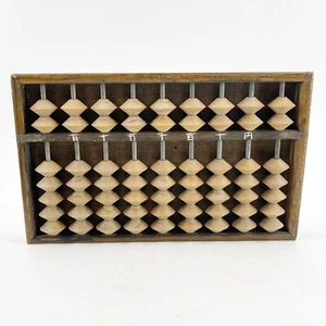 Vintage Chinesischer Abakus Holz Holz 63 Perlen 9 Stäbe Mathe Zähler Schwalbenschwanz Tischlerei - Bild 1 von 5