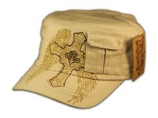 Cross on Wings Stone Cadet Cap with Pocket Vintage Distressed Visor