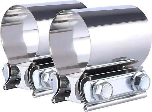 2x 2.5 Inch Butt Joint Exhaust Band Clamp Sleeve Stainless Steel Exhaust Clamp O - Foto 4