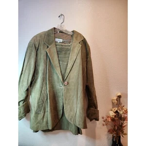 Conjunto de falda blazer vintage Tibor de cuero gamuza genuino para mujer 16 verde occidental - Imagen 1 de 11