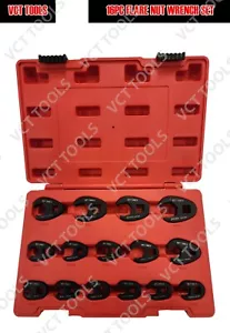 VCT 15pc Crowfoot Flare Nut Wrench Metric MM Chrome-Moly Set, 3/8" & 1/2" Drive - Picture 1 of 2