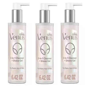3 Pack - Venus Pubic Hair & Skin 2-in-1 Cleanser + Shave Gel Unscented 6.4floz - Picture 1 of 6