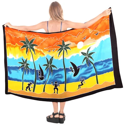 LA LEELA Women's Swimwear Bikini Cover-Ups Beach Towel Wrap 78"x43" Black_M760 - Изображение 1 из 3