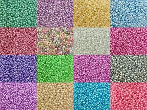 50g glass seed beads - Ceylon, size 6/0 (approx 4mm) - choice of colours