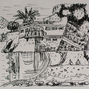 Ivo Hauptmann Rapallo Italien Landschaft Griffelkunst sign Lithografie 20 Jhd - Bild 1 von 4