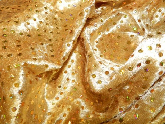 PANNESAMT Samt GOLD  mit PAILLETTEN  Stoff Stoffe  Meterware - Bild 1 von 1
