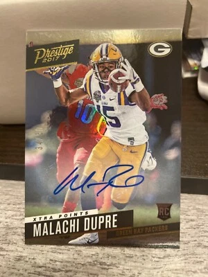 2017 Prestige Gold Signatures /50 Malachi Dupre #210 Rookie Auto Packers lsu - Image 1 of 2
