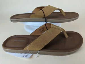 Club Room Riley Flip Flop Sandals Mens 12 Brown Toe-Post Casual Flats Shoes NWT - Picture 1 of 10