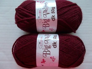 King Cole Big Value DK yarn, Bordeaux, lot of 2 (158 yds each) - Picture 1 of 2