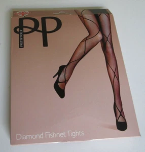 Pretty Polly Diamond Fishnet Mallas Negras Talla Única Se Adapta a la mayoría (94-160 libras) PNAUX6 - Imagen 1 de 1