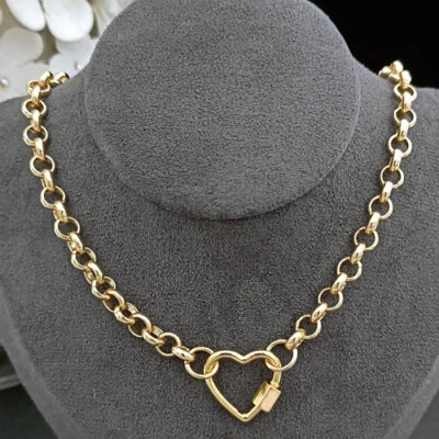 HEART Carabiner CLASP 14k GOLD GL BELCHER LINK Chain Ladies Necklace ALL SIZES - Image 1 of 4