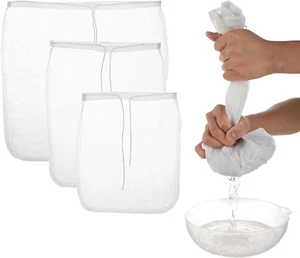 Nut Milk Bag, 3 Pack Reusable Nylon Cheesecloth Fine Mesh Cheese Bags - Picture 1 of 12