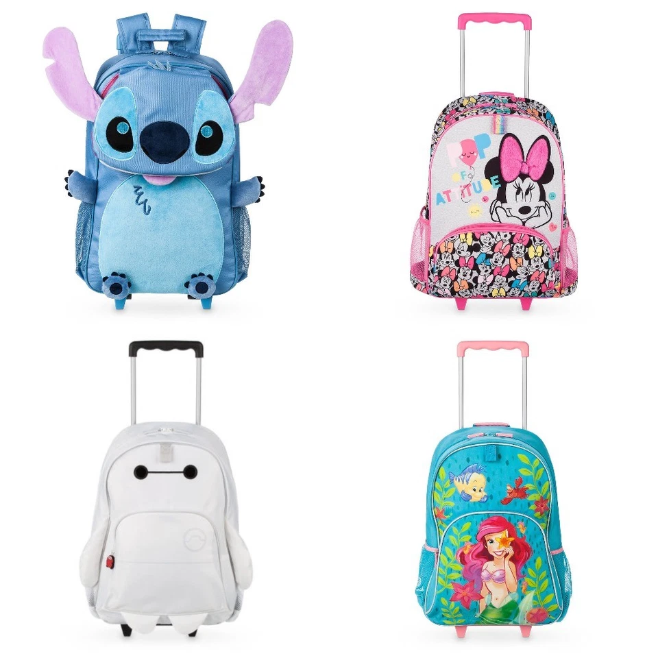 Mochila con ruedas Disney Store Baymax Ariel Sirena Minnie Mouse Stitch Buzz NUEVA Foto 1 de 1