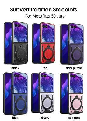 Funda rígida a prueba de golpes con soporte de anillo para Moto Razr / Razr+ Plus 2024 y 2023 Foto 1 de 4