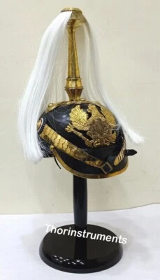 Casco Prusiano Estilo Pluma Hub Militarmente Navidad Disfraces Alemanes Con Blanco Foto 1 de 4