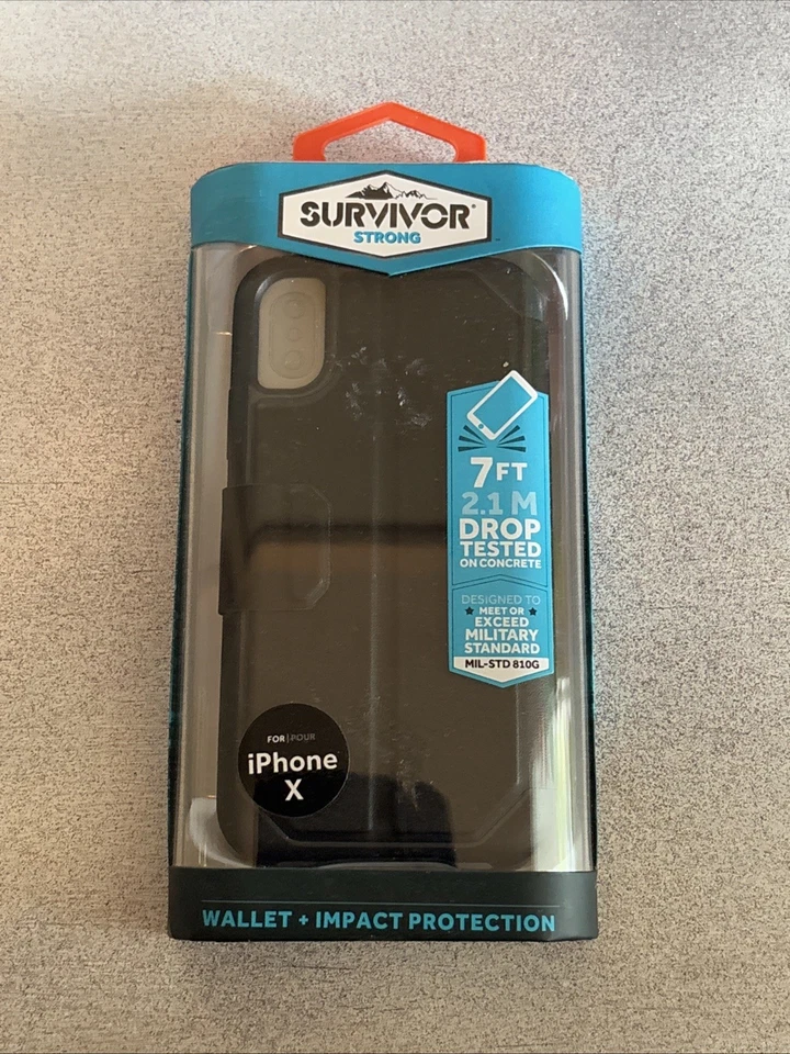 Чехол-бумажник Griffin Surivor прочный для iPhone X с портфолио для кредитных карт - ультратонкий  - Изображение 1 из 3