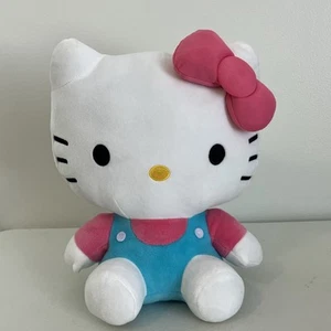 Hello Kitty By Sanrio 10 Inch Plush NWT Pink Blue Overalls Bow Tie Collectible - Picture 1 of 1