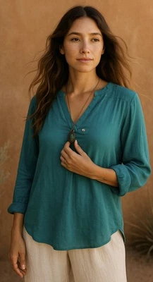 Blusa sedosa manga larga colección Dolan Left Coast - gran tamaño pequeña N Foto 1 de 4