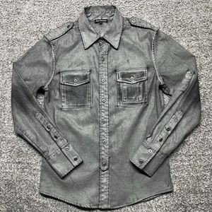 Camisa Royal Underground Para Hombre Con Botones Pequeña Negra Gris Manga Larga Bolsillos EE. UU. - Imagen 1 de 23