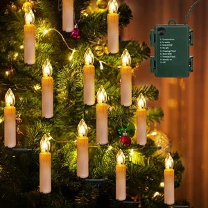 Luces para velas de árbol de Navidad, 9,85 pies 10 luces LED sin llama para velas, 8 luces... - Imagen 1 de 7
